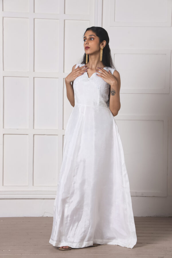 Sequin Embroidered Vegan Silk Casablanca Gown