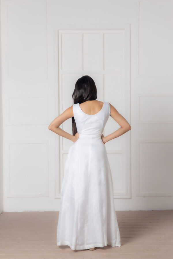 Sequin Embroidered Vegan Silk Casablanca Gown - Image 3