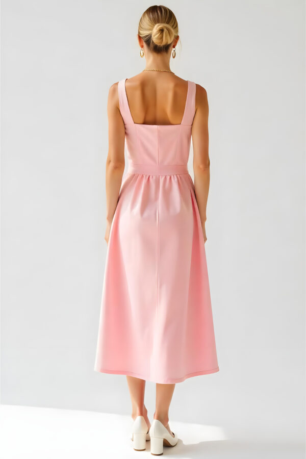 Studio Amala Rosé Blush Cotton Midi Designer Dress - Image 2