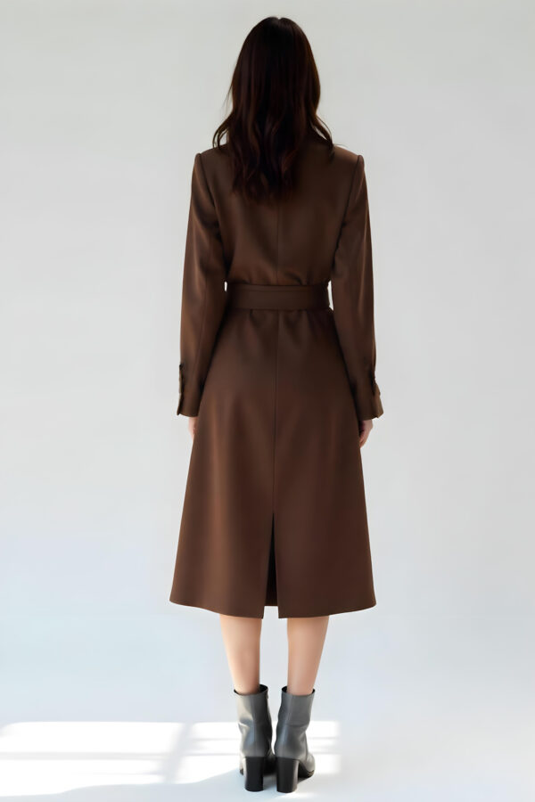 Studio Amala Truffle Trench Brown Midi Cotton Dress - Image 2
