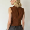 Studio Amala Caramel Drizzle Linen Women's Waistcoat - Image 2