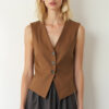 Studio Amala Caramel Drizzle Linen Women's Waistcoat